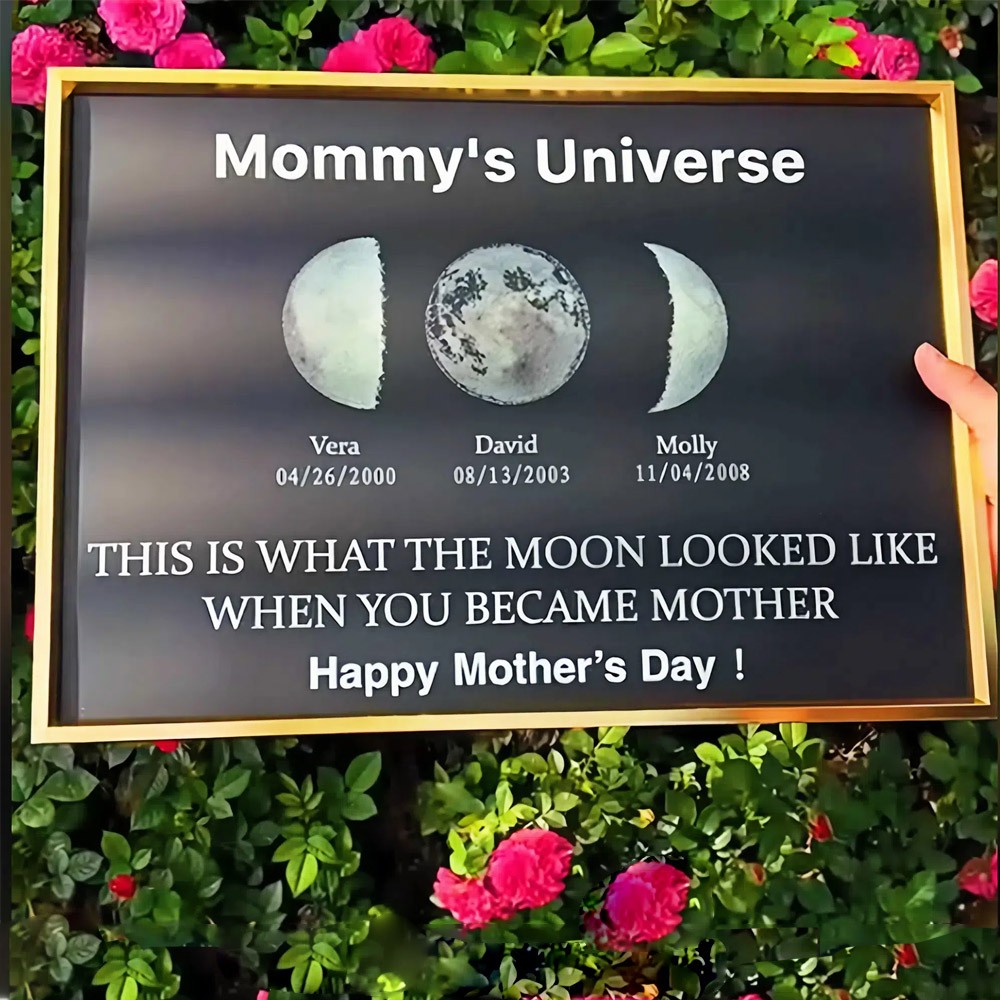 Personalized Moon Phase Wood Frame Family Gifts Mother's Day Gift