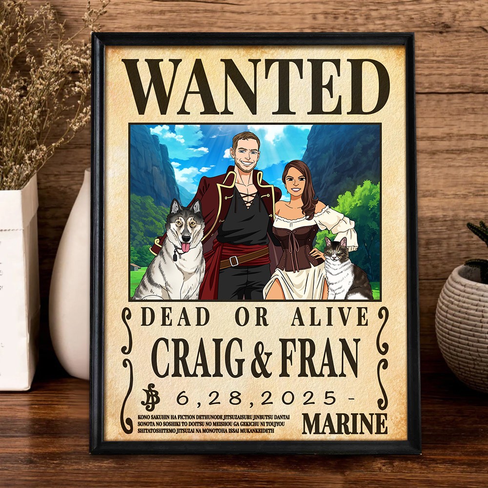 Personalized Couple Anime Portrait Photo Frame Unique Engagement Gifts Valentine's Day Gifts for Couple Anniversary Gift