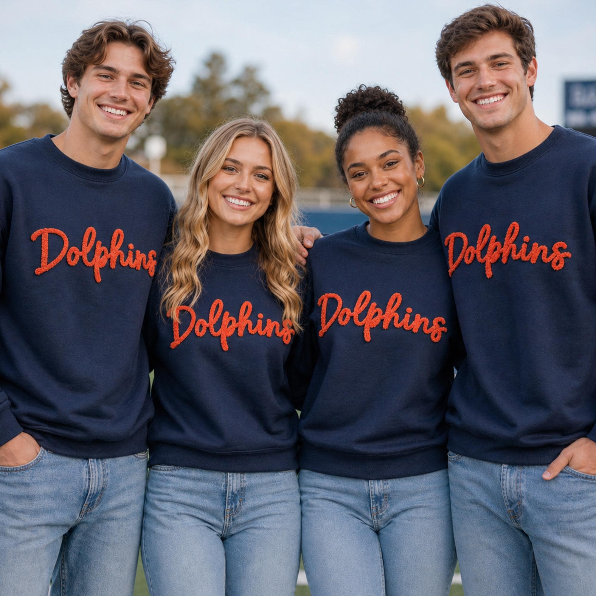 Custom Chenille Embroidered Team Spirit Shirt Sweatshirt For Game Day Gift