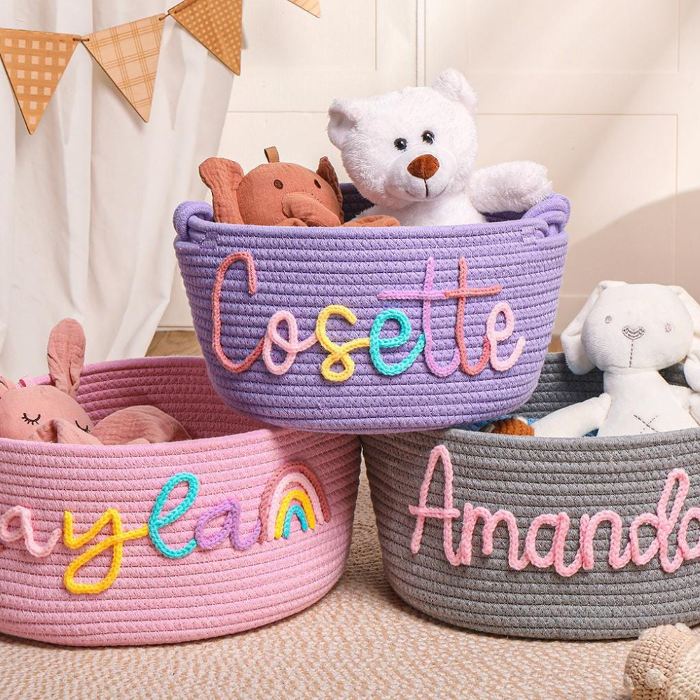 Personalized Handmade Basket with Name,Household Storage Basket.