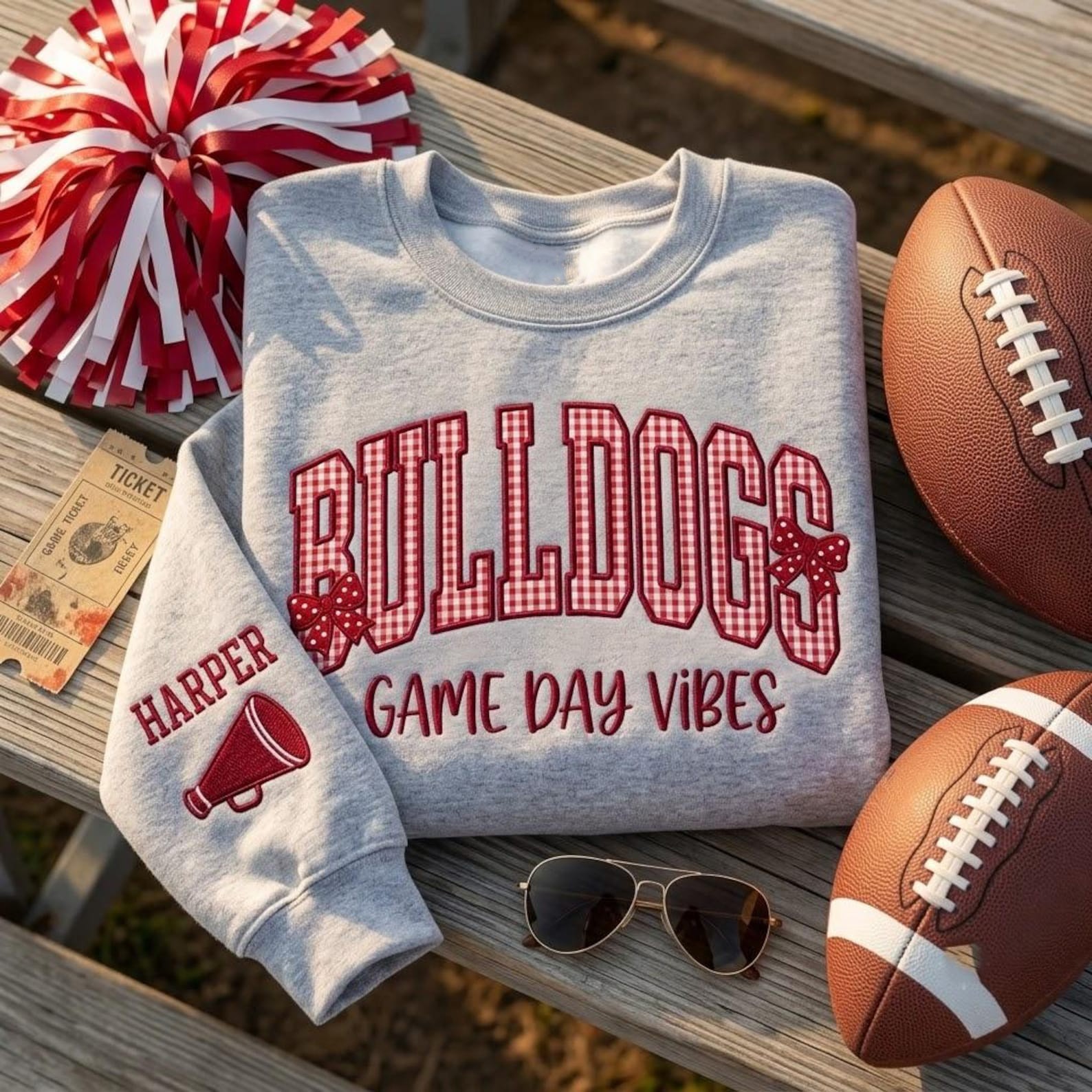Custom Sports Team Sweatshirt Personalized Applique Embroidered School Spirit Gift
