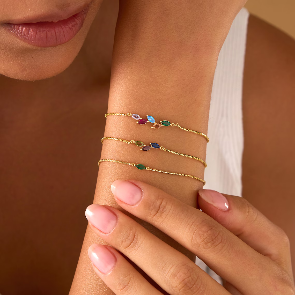 Personalized Family Birthstone Bracelet With 1-10 Birthstones Christmas Gift Ideas