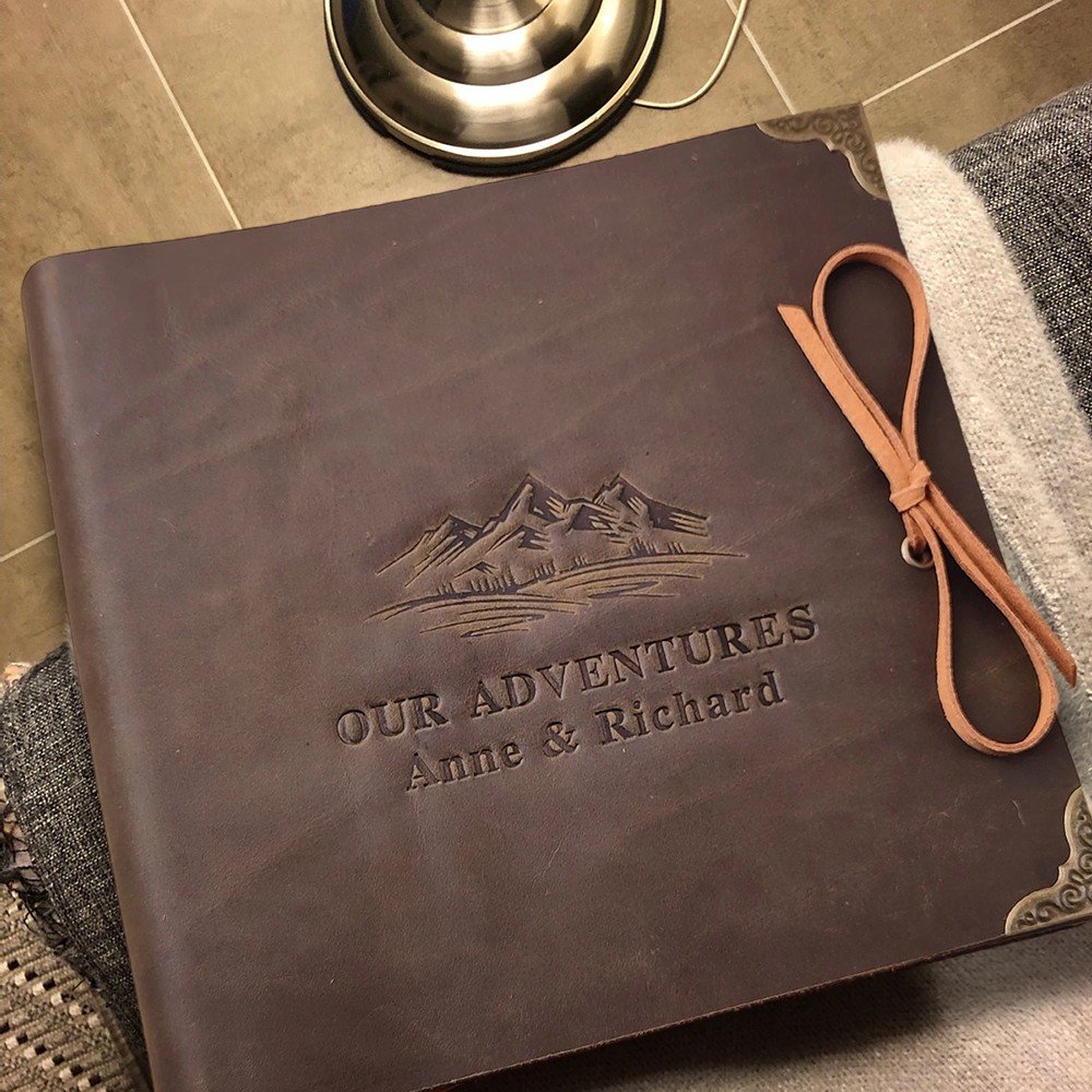 Our Adventure Book Personalized Leather Travel Photo Album For Christmas Valentine's Day Anniversary Gift Ideas