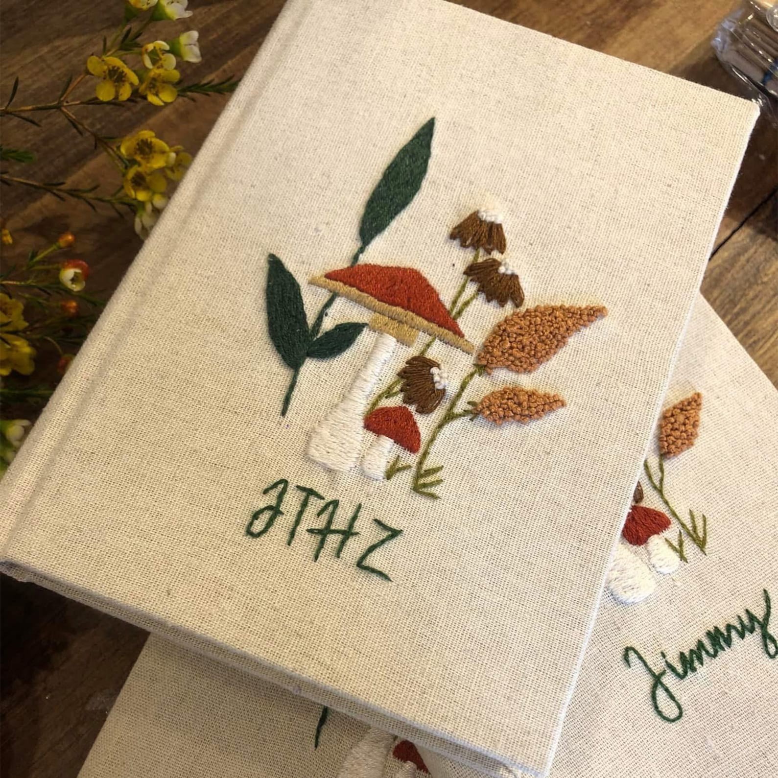 Custom Hand Embroidered Notebook Fabric Journal with Name Valentine’s Day Gift