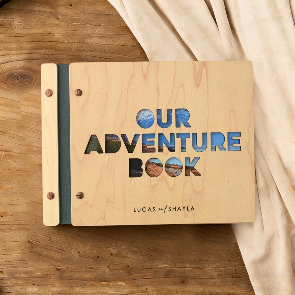 Our Adventure Book Personalized Wood Photo Album For Christmas Valentine's Day Anniversary Gift Ideas