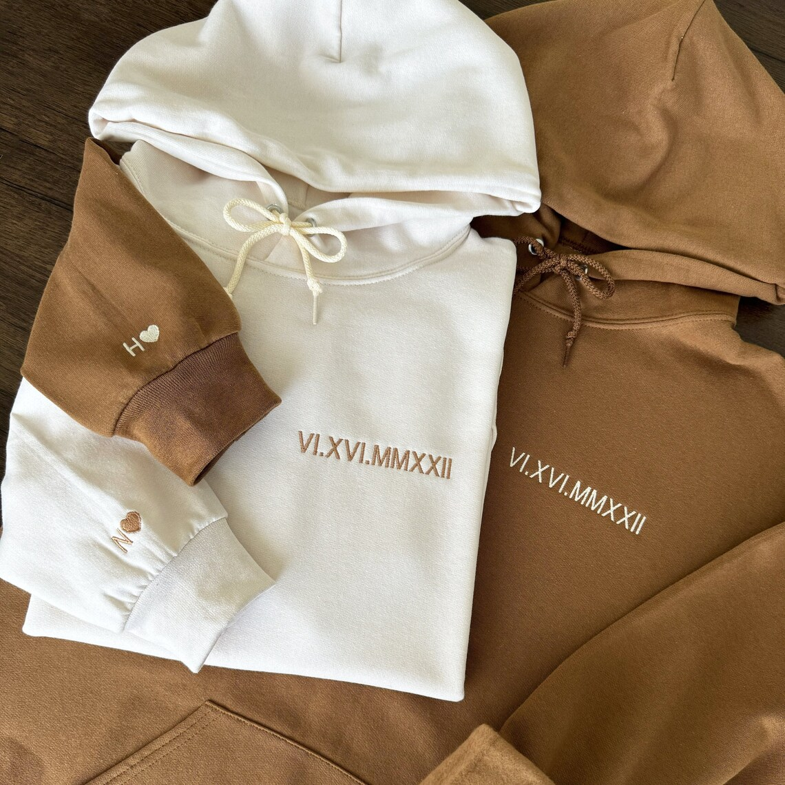 Personalized Embroidered Roman Numeral Hoodie Meaningful Gift For Couple Anniversary Gifts Valentine's Day Gift Ideas