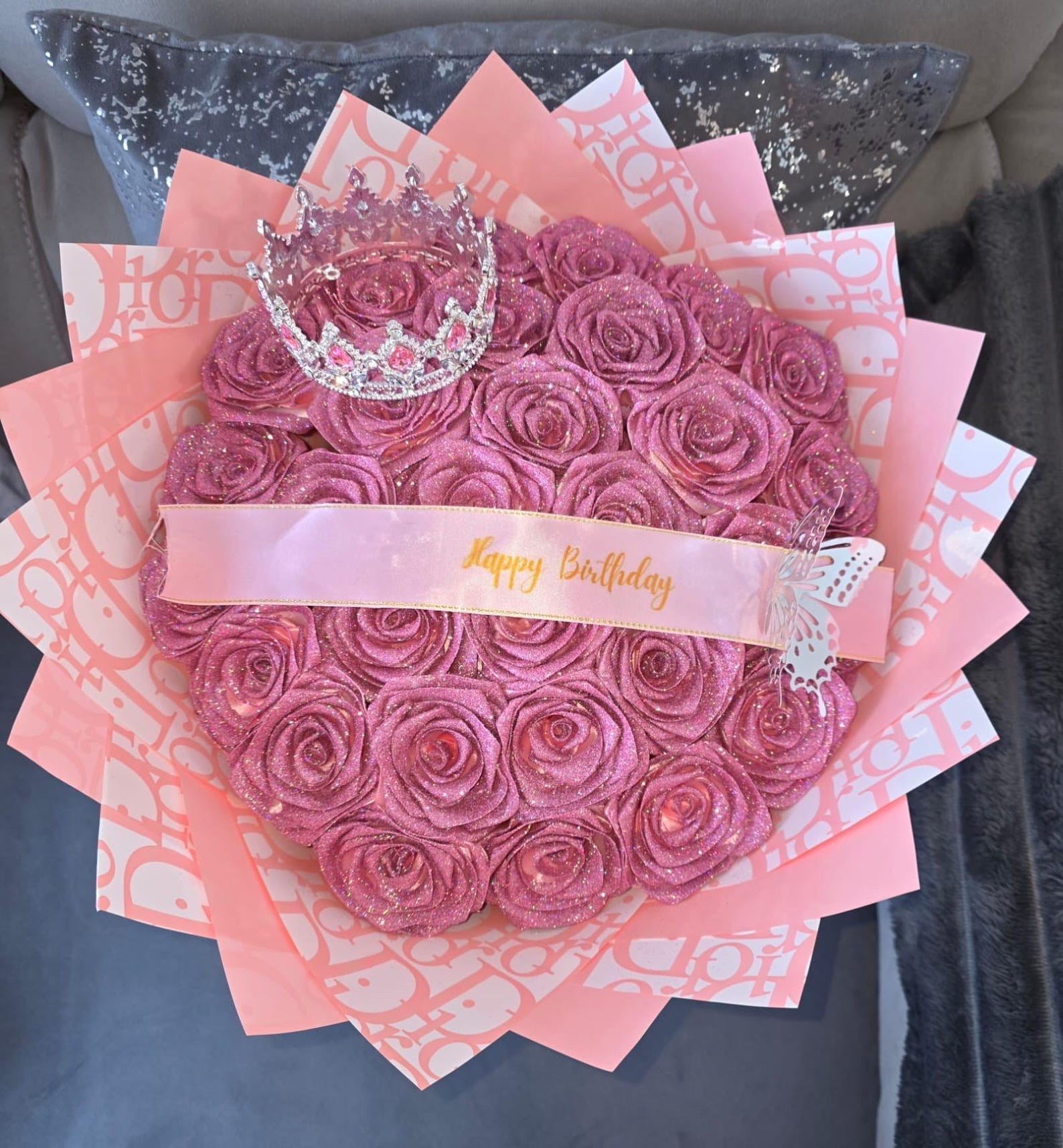 Eternal Glitter Rose Bouquet with Ribbon Text The Perfect Valentine’s Day Keepsake Gift for Your Lover