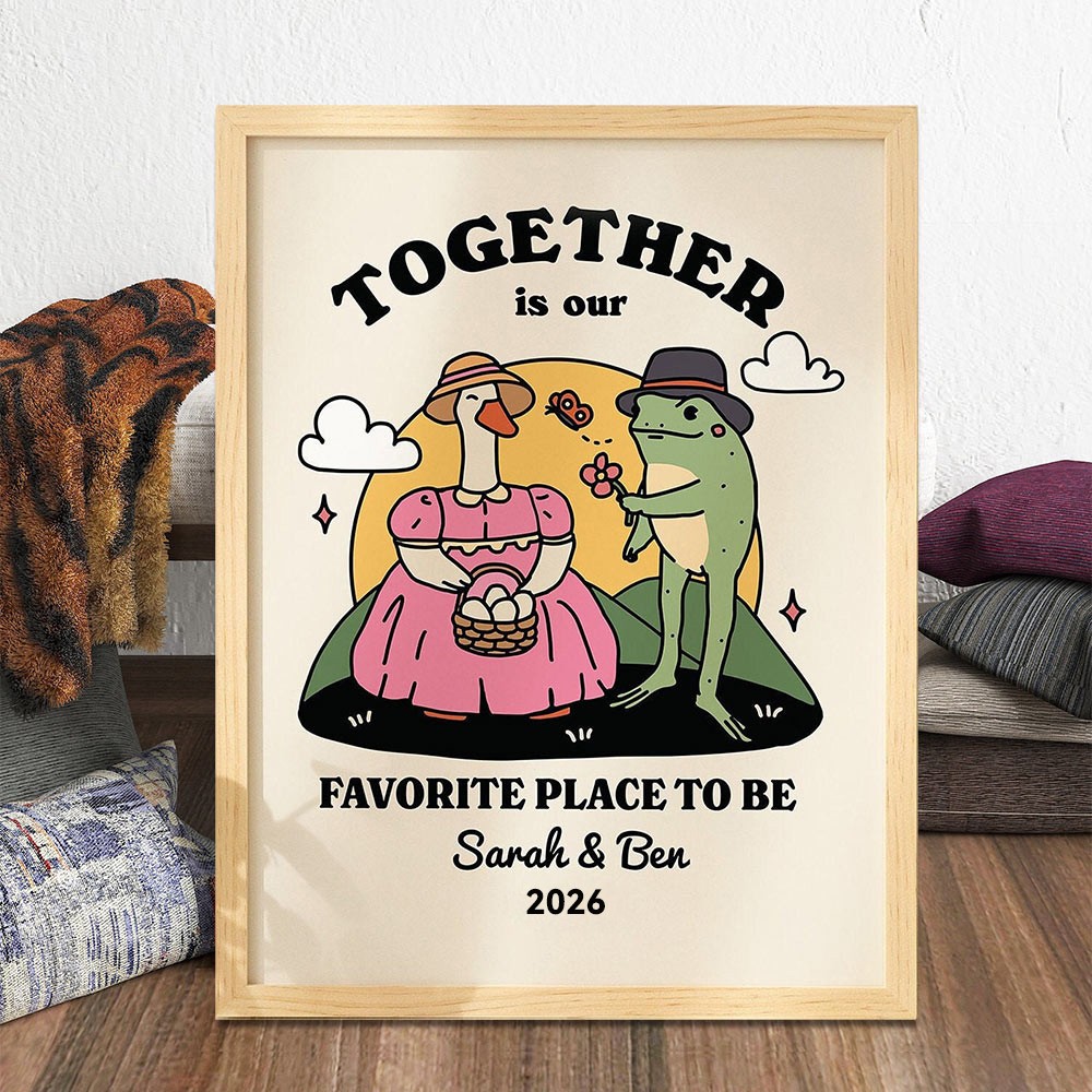 Together Until We Croak Cute Frame Personalized Frog Illustration Couple Print Valentine's Day Gifts for Couple Anniversary Gifts