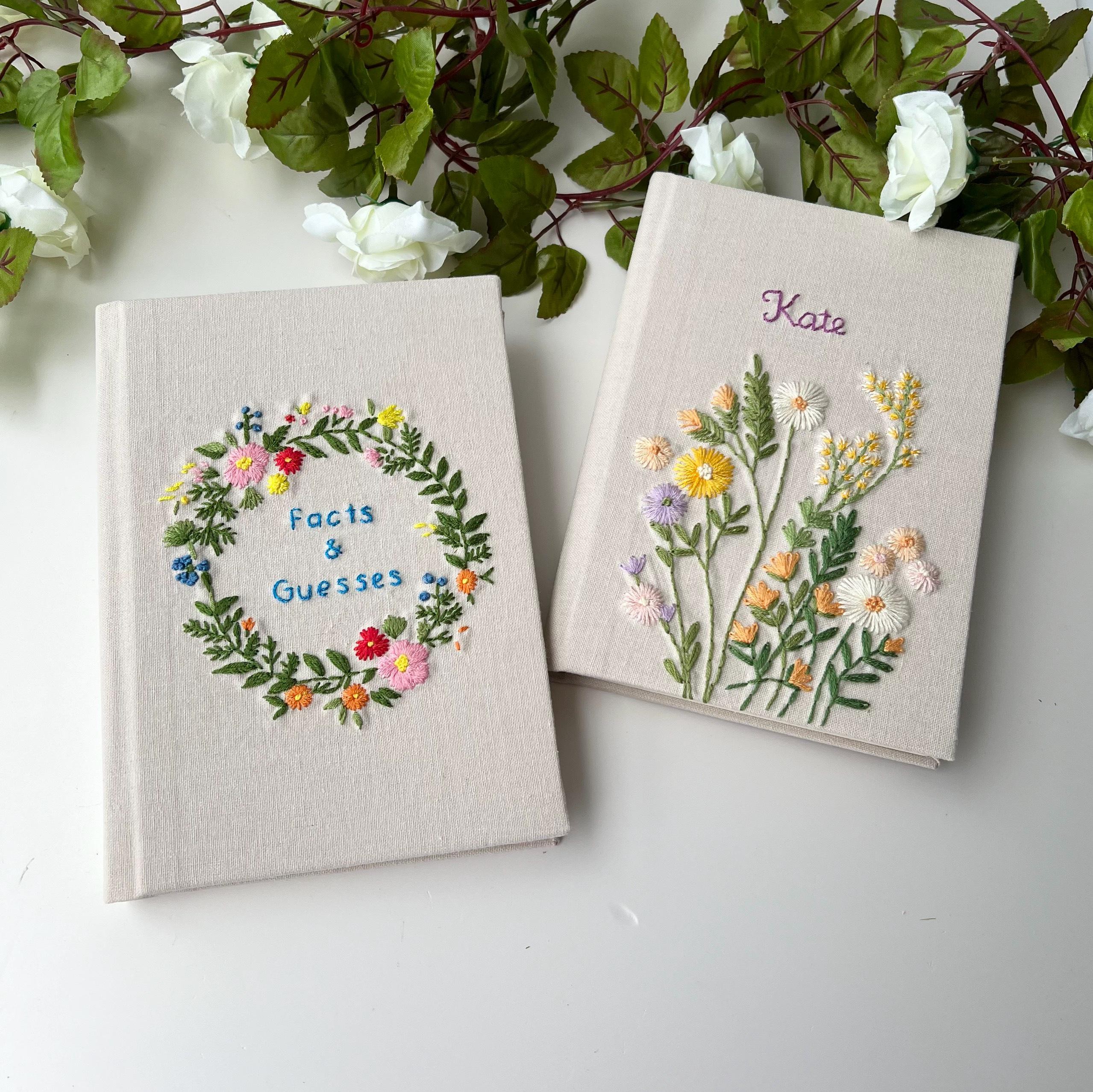 Personalized Hand Embroidered Notebook Fabric Journal with Name Valentine’s Day Gift