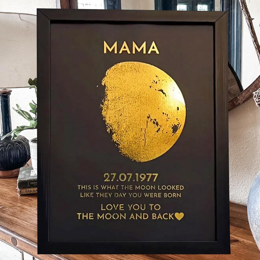 Custom Moon Phase Wood Photo Sign For Mother's Day Gift.