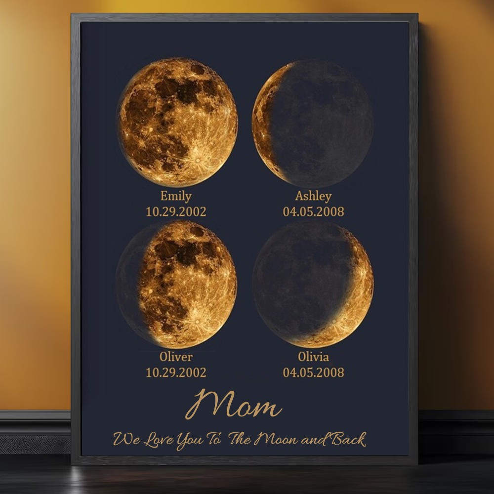Custom Moon Phase Wood Photo Sign For Mother's Day Gift.