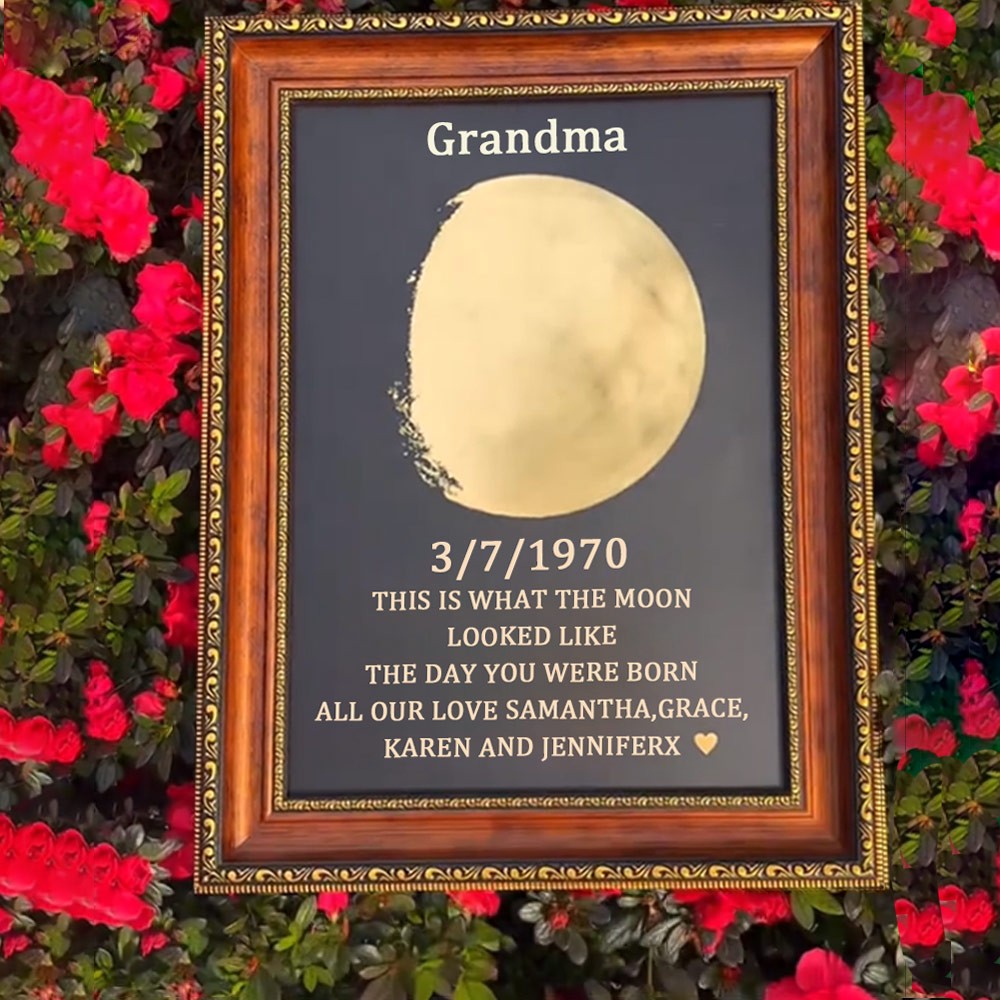 Custom Moon Phase Wood Photo Sign For Mother's Day Gift.