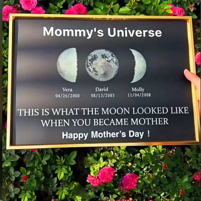 Personalized Moon Phase Wood Frame Family Gifts Mother's Day Gift