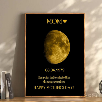 Custom Moon Phase Wood Photo Sign For Mother's Day Gift.