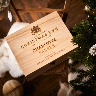 North Pole Mail Personalised Christmas Eve Box - Crafted from thick, premium wood