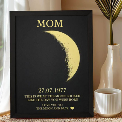 Custom Moon Phase Wood Photo Sign For Mother's Day Gift.