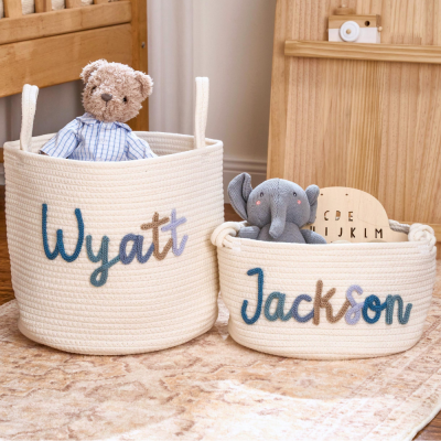 Personalized Handmade Basket with Name,Household Storage Basket.