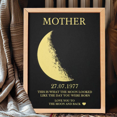 Custom Moon Phase Wood Photo Sign For Mother's Day Gift.