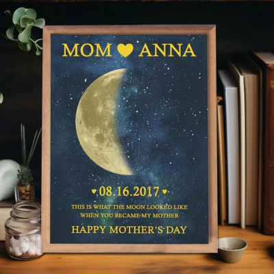 Custom Moon Phase Wood Photo Sign For Mother's Day Gift.