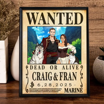 Personalized Couple Anime Portrait Photo Frame Unique Engagement Gifts Valentine's Day Gifts for Couple Anniversary Gift