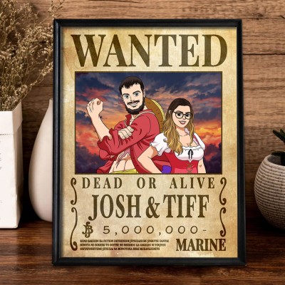 Personalized Couple Anime Portrait Photo Frame Unique Engagement Gifts Valentine's Day Gifts for Couple Anniversary Gift
