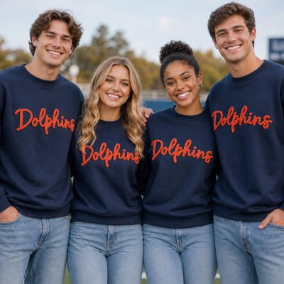 Custom Chenille Embroidered Team Spirit Shirt Sweatshirt For Game Day Gift
