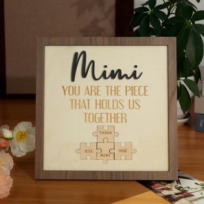 Personalized Mother's Day Wood Puzzle Sign, You are the Piece that Holds us Together, Family Gift for Mom