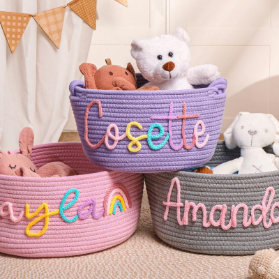 Personalized Handmade Basket with Name,Household Storage Basket.