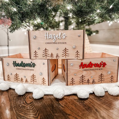 Christmas Eve Box, Luxury personalised wooden treasure chest, Traditional Gifts