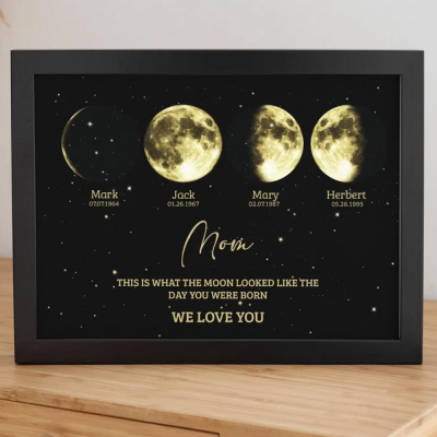 Personalized Moon Phase Wood Frame Family Gifts Mother's Day Gift