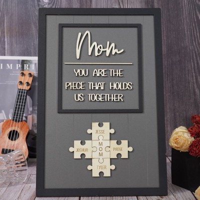 Personalized Mother's Day Wood Puzzle Sign, You are the Piece that Holds us Together