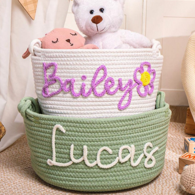 Personalized Handmade Basket with Name,Household Storage Basket.