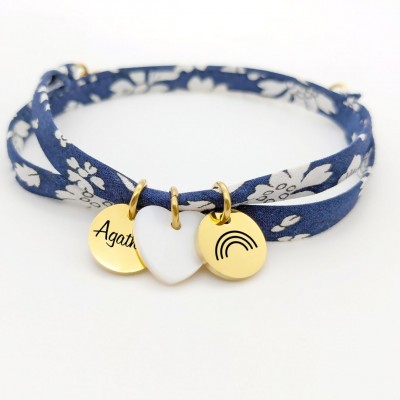 Personalized bracelet in liberty cord ,First name bracelet, Birth gift, mom mimi Mother's day