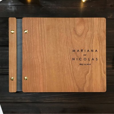 Wooden Personalized Photo Album, Wedding Polaroid Guest Book,Engagement Party,Valentines Gift