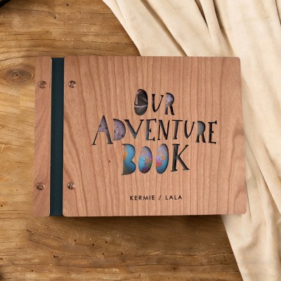 Our Adventure Book Personalized Wood Photo Album For Christmas Valentine's Day Anniversary Gift Ideas