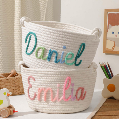 Personalized Handmade Basket with Name,Household Storage Basket.