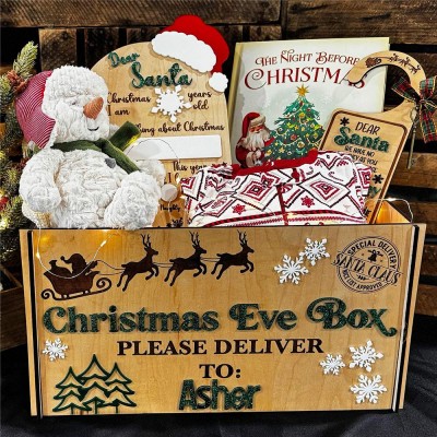 Christmas Eve Box, Luxury personalised wooden treasure chest, Traditional Gifts
