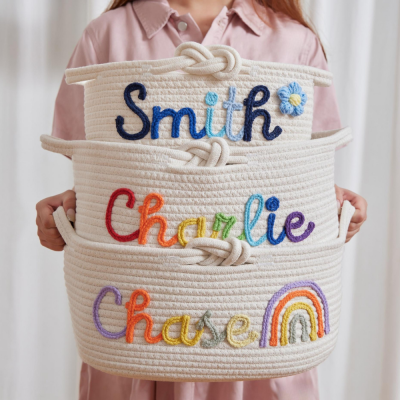 Personalized Handmade Basket with Name,Household Storage Basket.