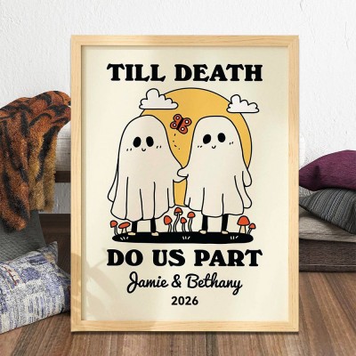 Personalized Cute Ghosts Couple Print Unique Engagement Gifts Valentine's Day Gifts for Couple Anniversary Gift