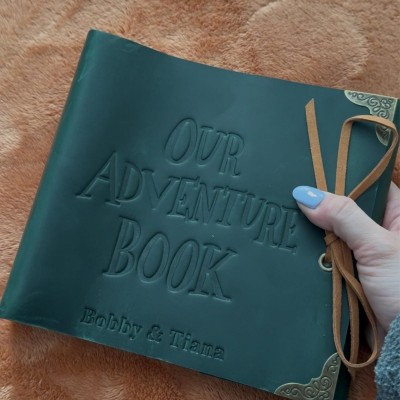 Our Adventure Book Personalized Leather Travel Photo Album For Christmas Valentine's Day Anniversary Gift Ideas