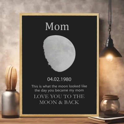 Custom Moon Phase Wood Photo Sign For Mother's Day Gift.