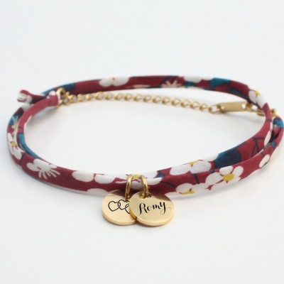 Personalized bracelet in liberty cord ,First name bracelet, Birth gift, mom mimi Mother's day