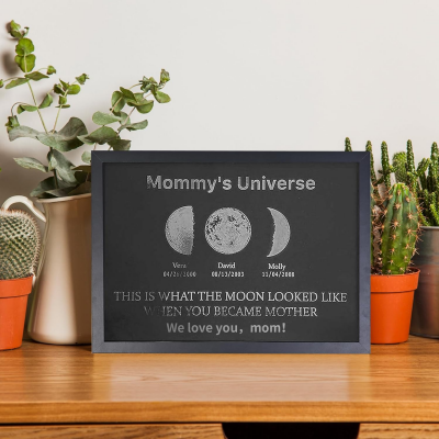 Personalized Moon Phase Wood Frame Family Gifts Mother's Day Gift
