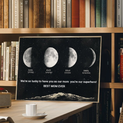 Personalized Moon Phase Wood Frame Family Gifts Mother's Day Gift