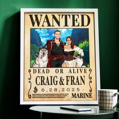 Personalized Couple Anime Portrait Photo Frame Unique Engagement Gifts Valentine's Day Gifts for Couple Anniversary Gift