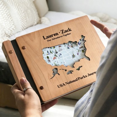 Our Adventure Book Personalized Wood Photo Album For Christmas Valentine's Day Anniversary Gift Ideas