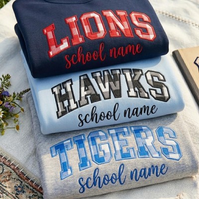 Custom Embroidered School Spirit Gingham Applique Sweatshirt Hoodie For Game Day Gift