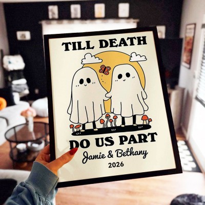 Personalized Cute Ghosts Couple Print Unique Engagement Gifts Valentine's Day Gifts for Couple Anniversary Gift