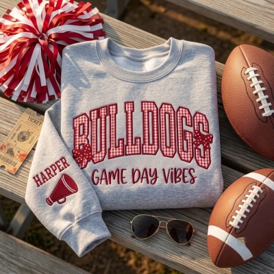 Custom Sports Team Sweatshirt Personalized Applique Embroidered School Spirit Gift