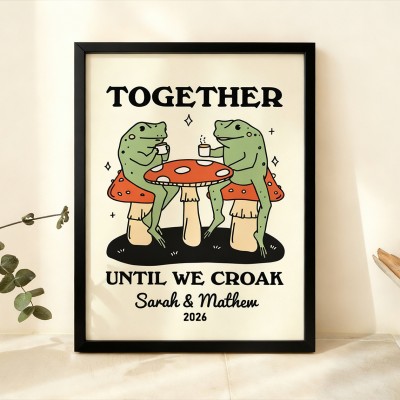 Personalized Frog Illustration Retro Couple Print Unique Engagement Gifts Valentine's Day Gifts for Couple Anniversary Gift